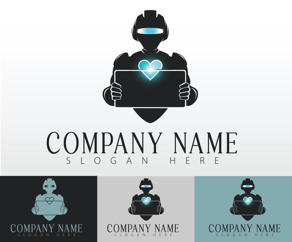 A digital themed logo blending automation, AI, and information systems vector