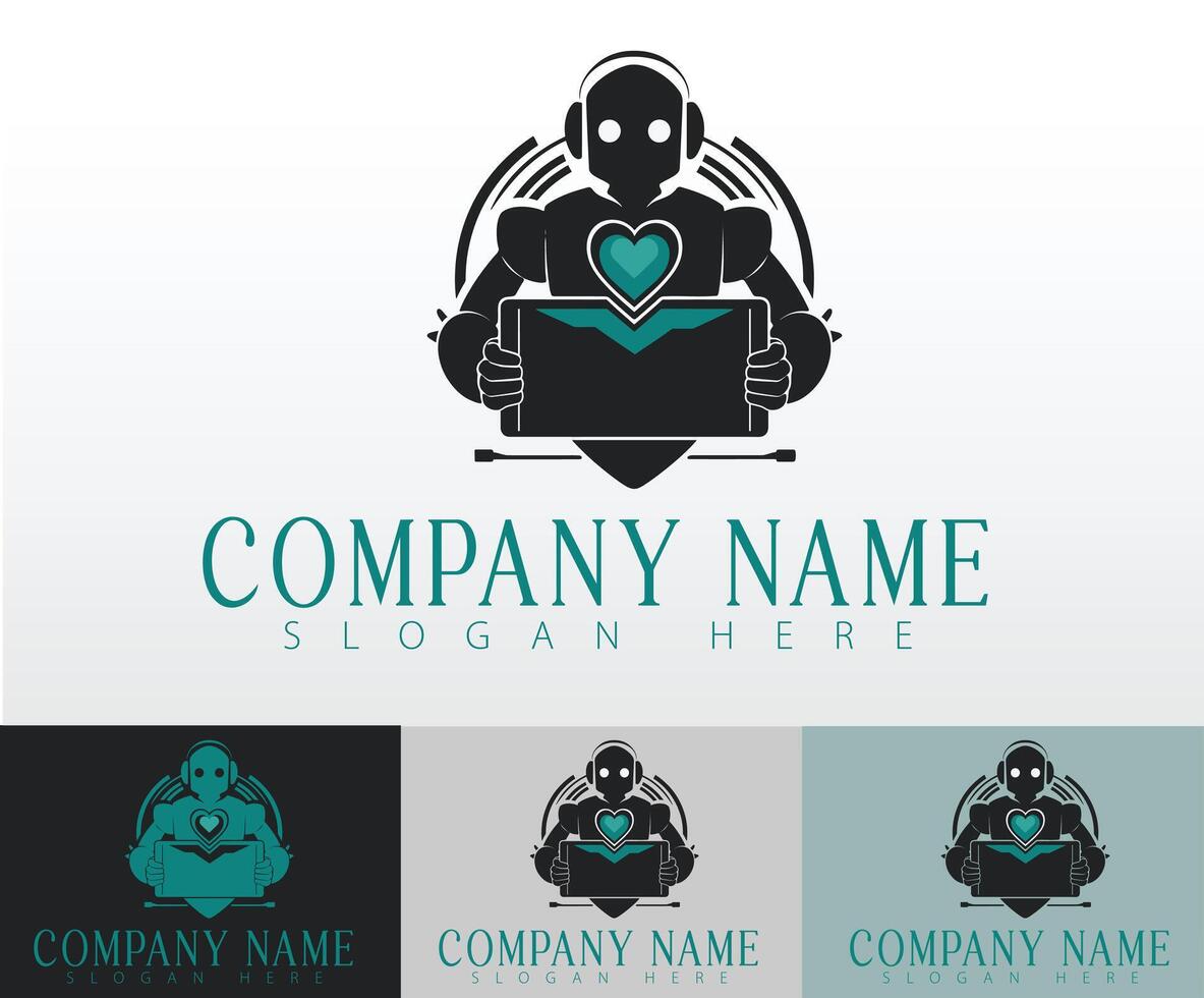 A tech logo illustration representing AI, robotics, and informatics. vector