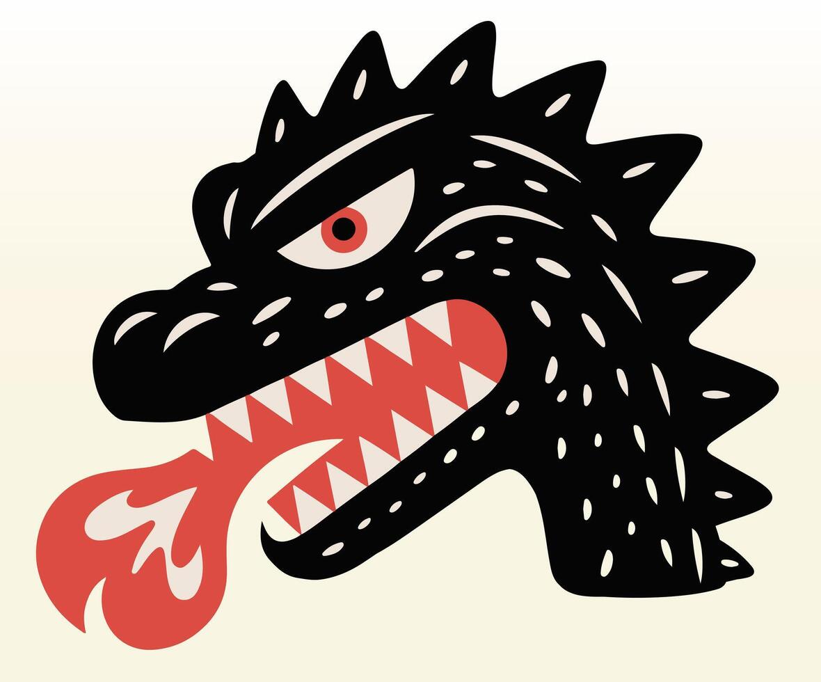 Japanese-style Godzilla head illustration in mascot form. vector