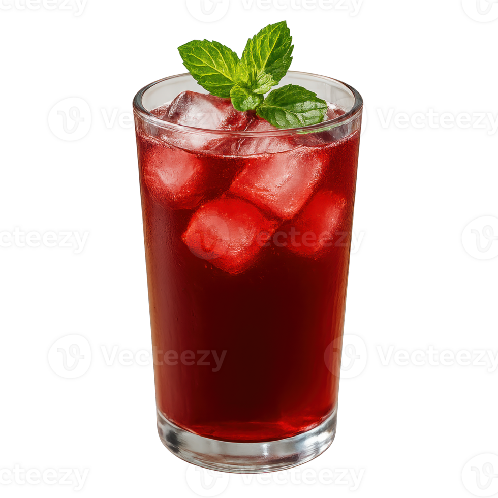 Kokum Sarbat in Glass with Ice Cubes png