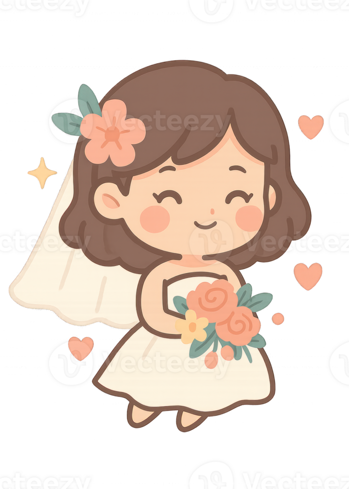 Cute Chibi Girl with Bouquet png