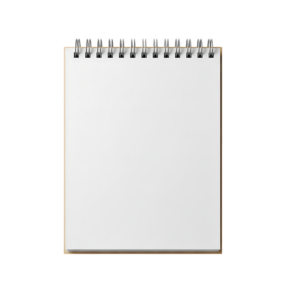 Top-Down View of Blank Spiral Notepad Mockup png