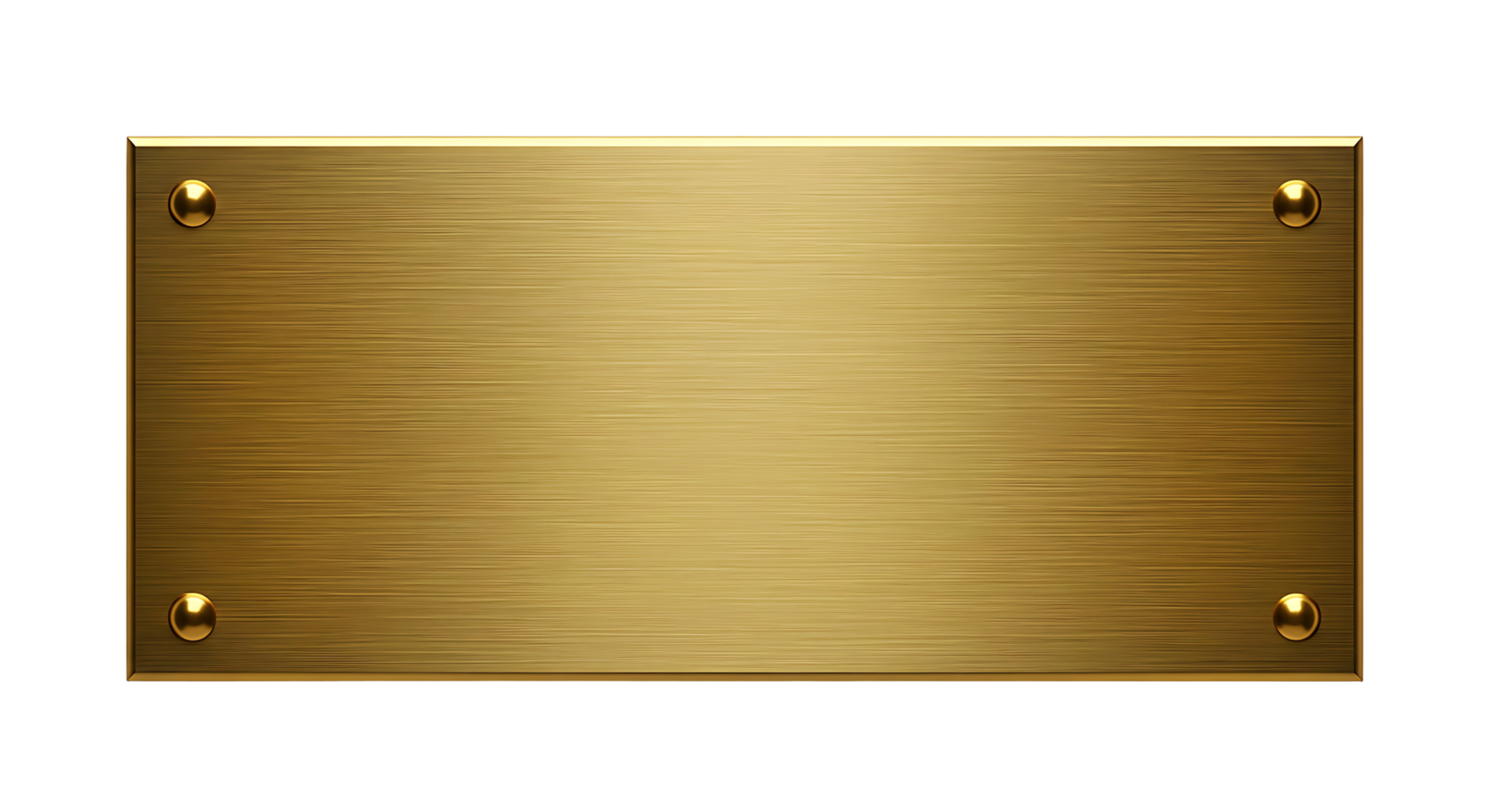 Gold Metal Plaque with Brushed Texture and Corner Screws png