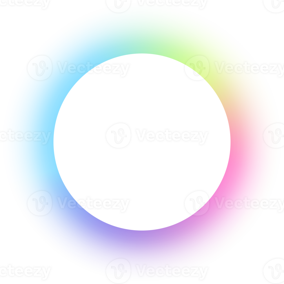 Round frame with rainbow blurred transparent gradient. Abstract neon circle border with soft pastel glowing. Futuristic vibrant banner. png