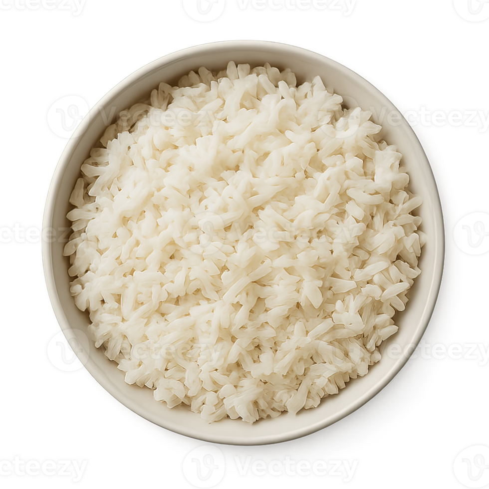 A Top Down View of a Bowl of Cooked White Rice png