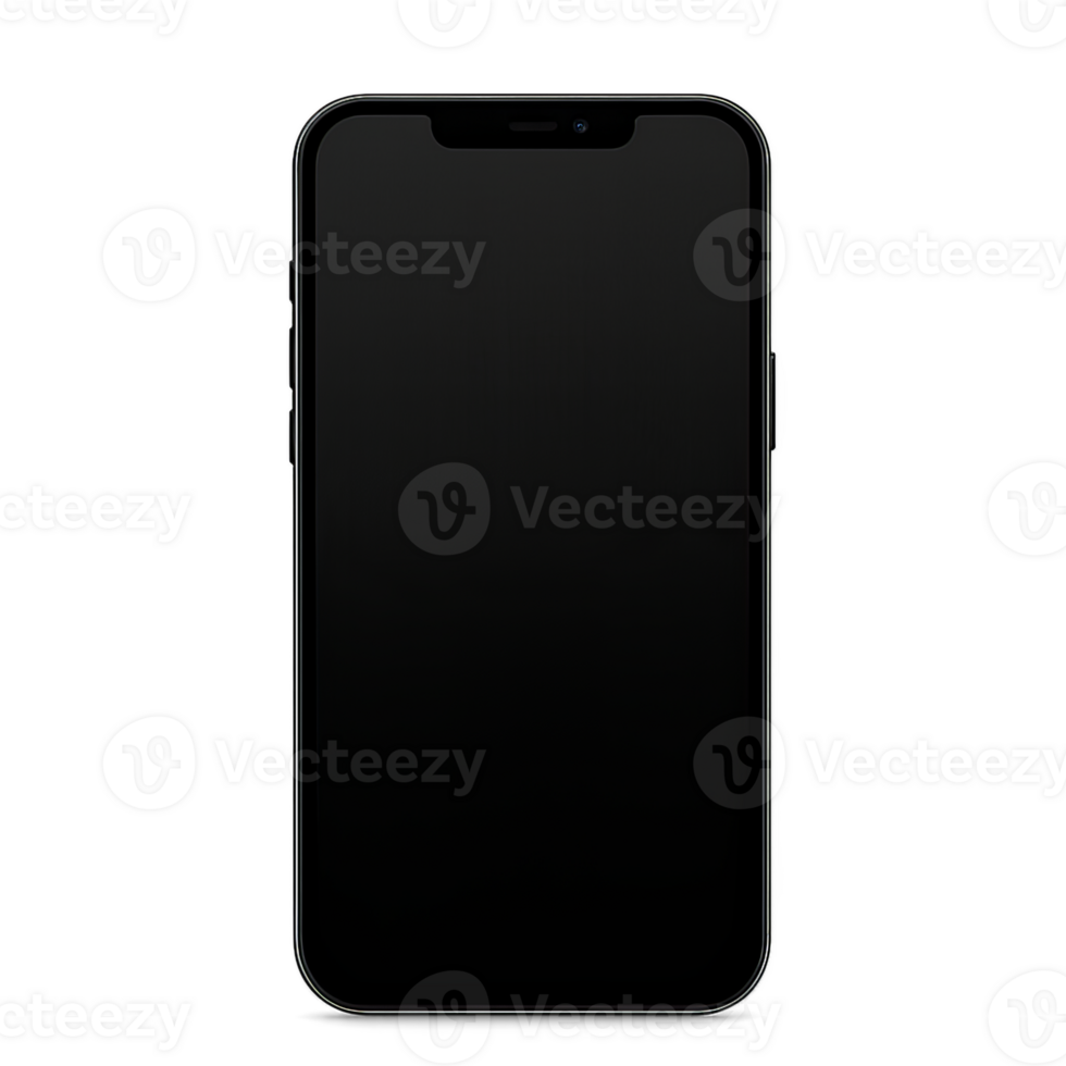 A Modern Smartphone with a Blank Black Screen png