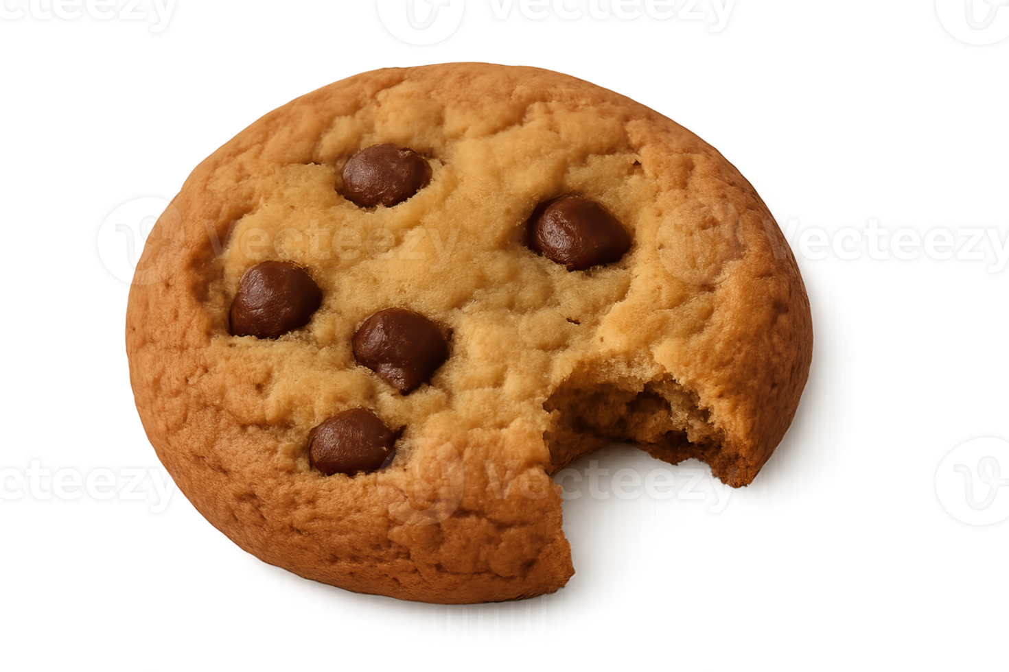 A Realistic Chocolate Chip Cookie with One Bite Taken png