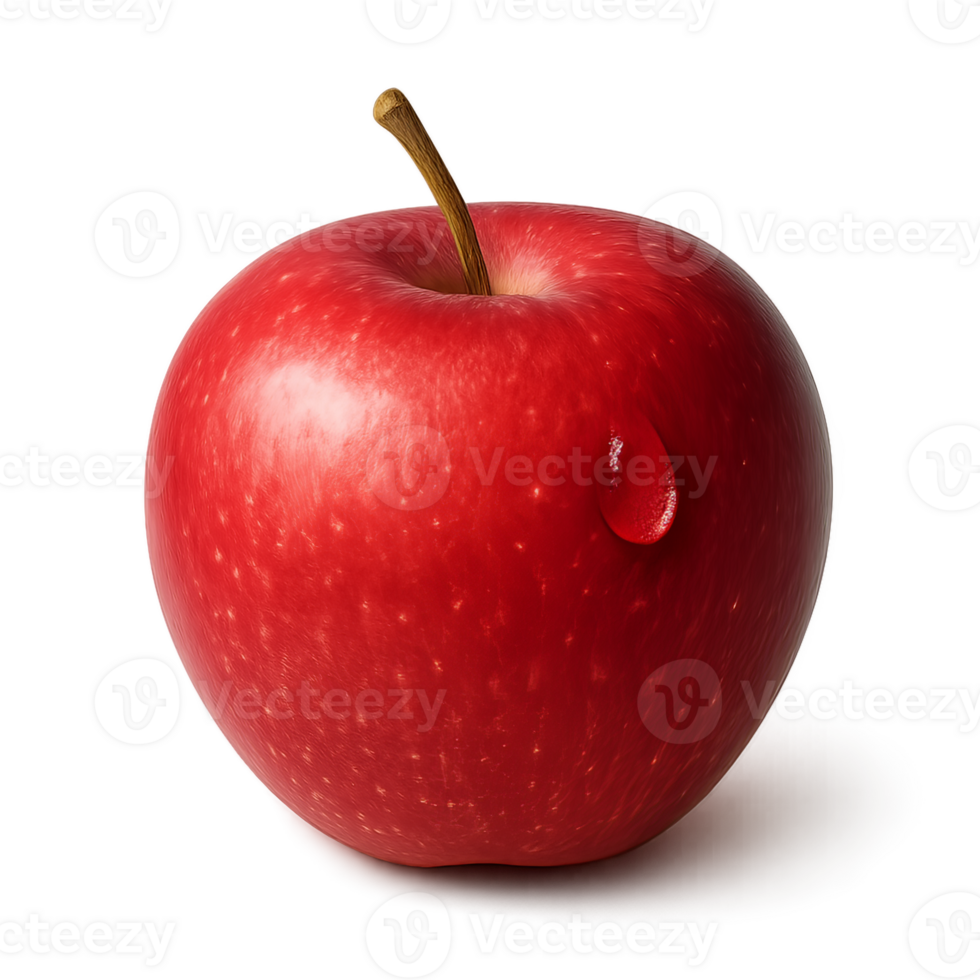 A Perfect Red Apple with a Fresh Water Droplet png