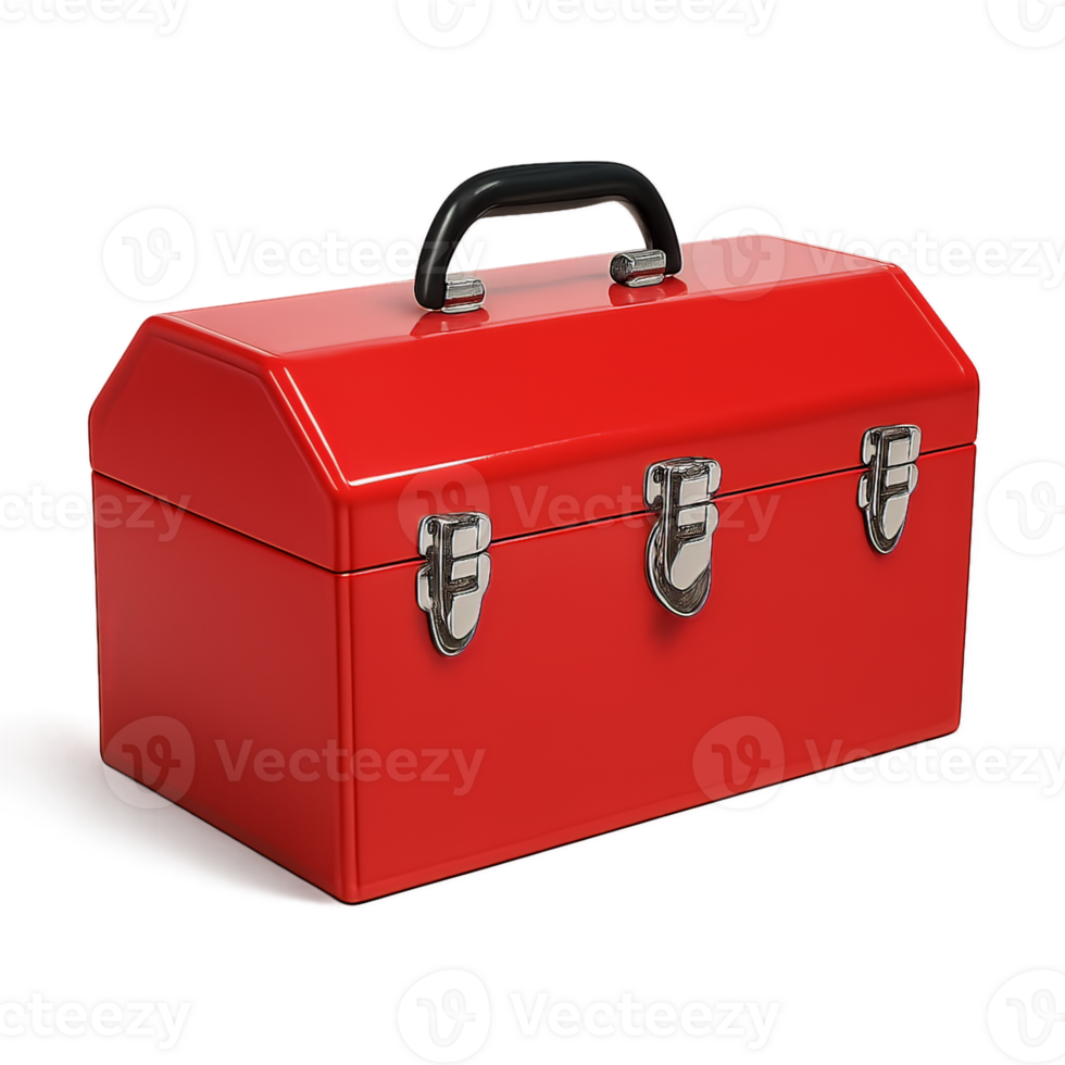 An Isolated and Closed Shiny Red Tool Chest png