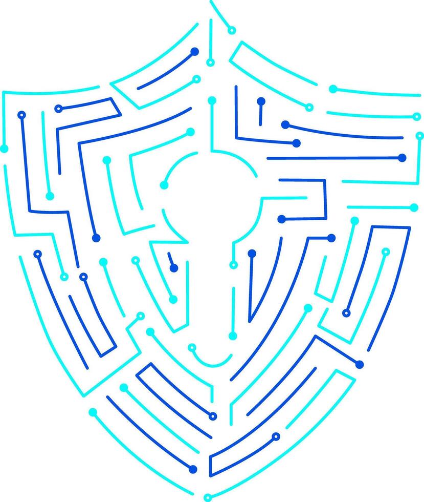 Padlock-shaped circuit pattern vector