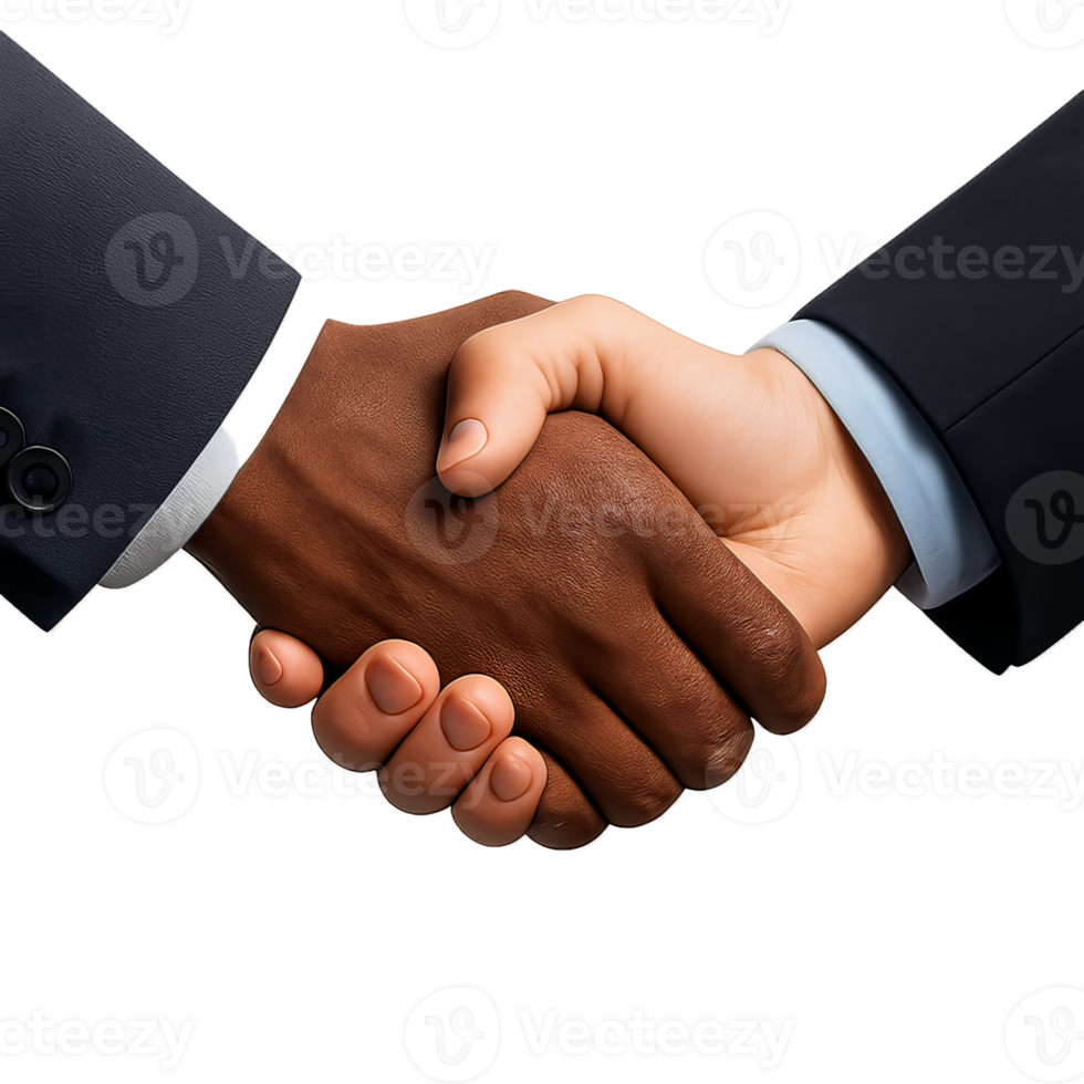 A Professional Business Handshake Between Two Diverse Men in Suits png