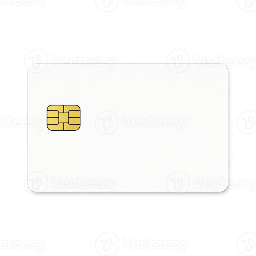 A Blank White Credit Card with a Gold EMV Chip png