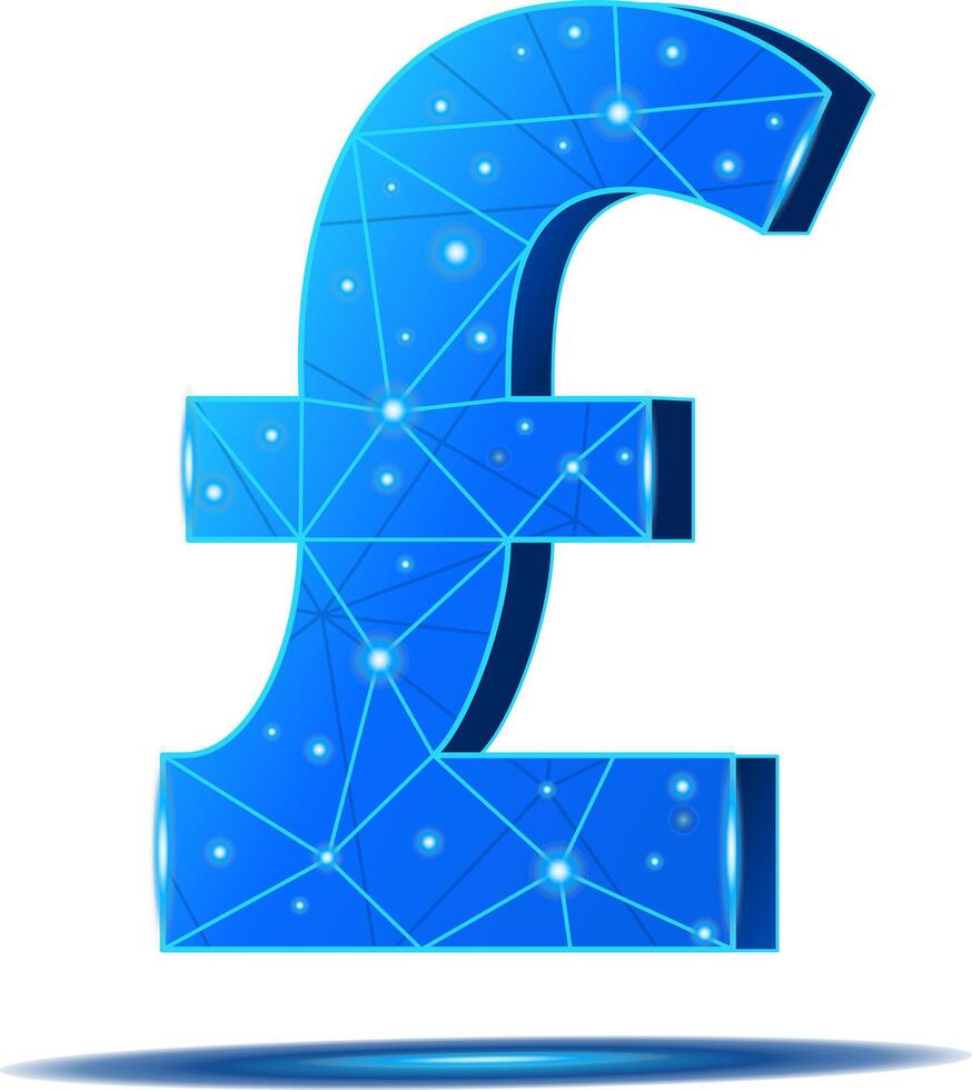 3D Pound Sterling Symbol with Circuit Board Effect vector