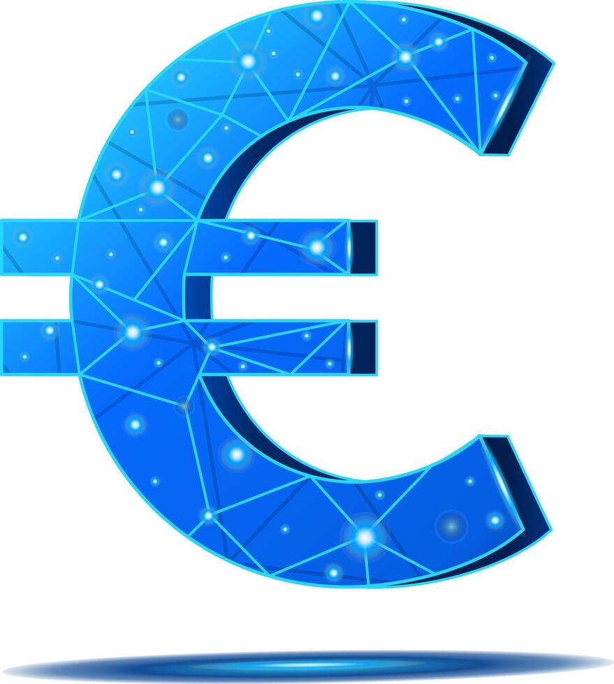 3D euro symbol with circuit effect vector