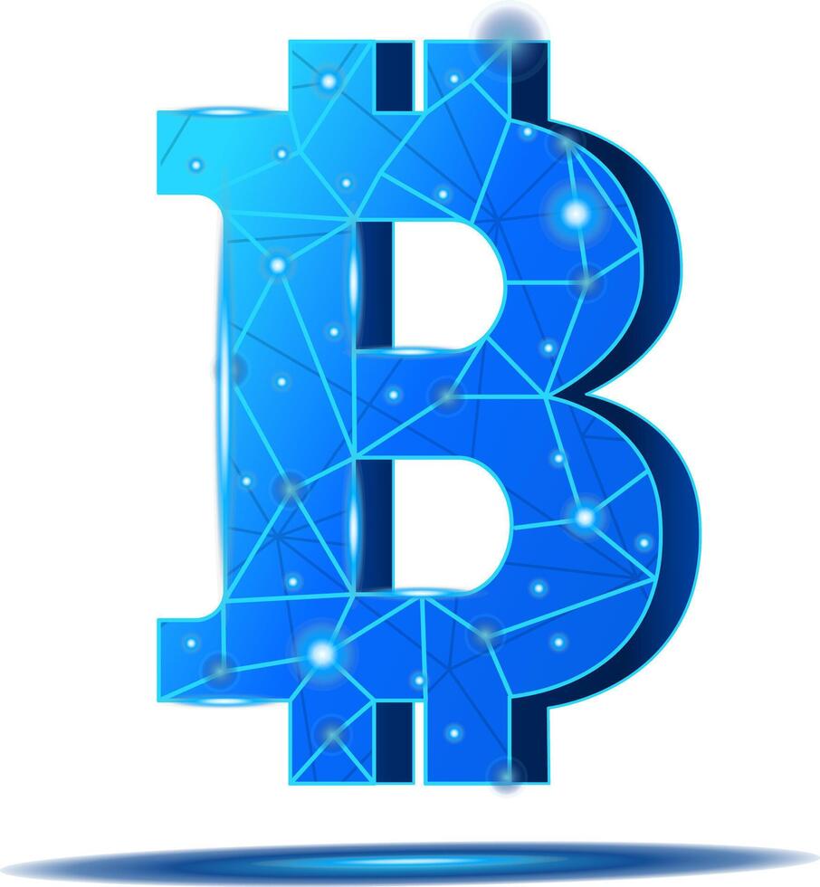 3D Bitcoin symbol with circuit board effect vector