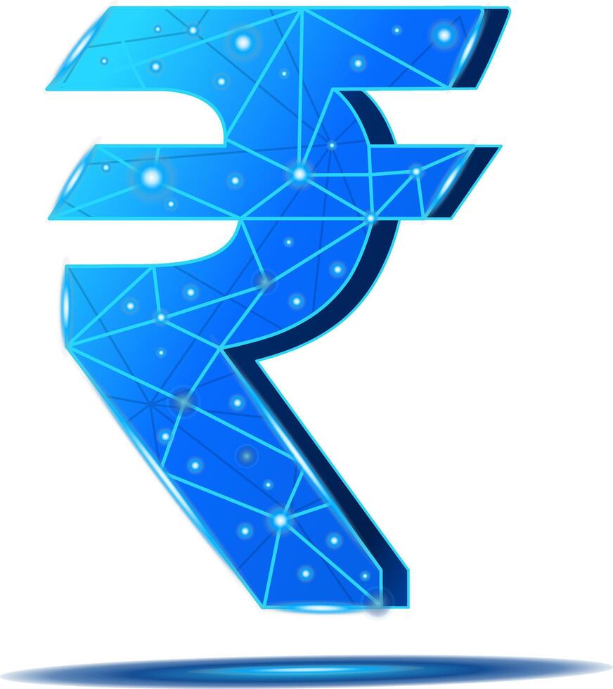 3D rupee symbol with circuit board effect vector