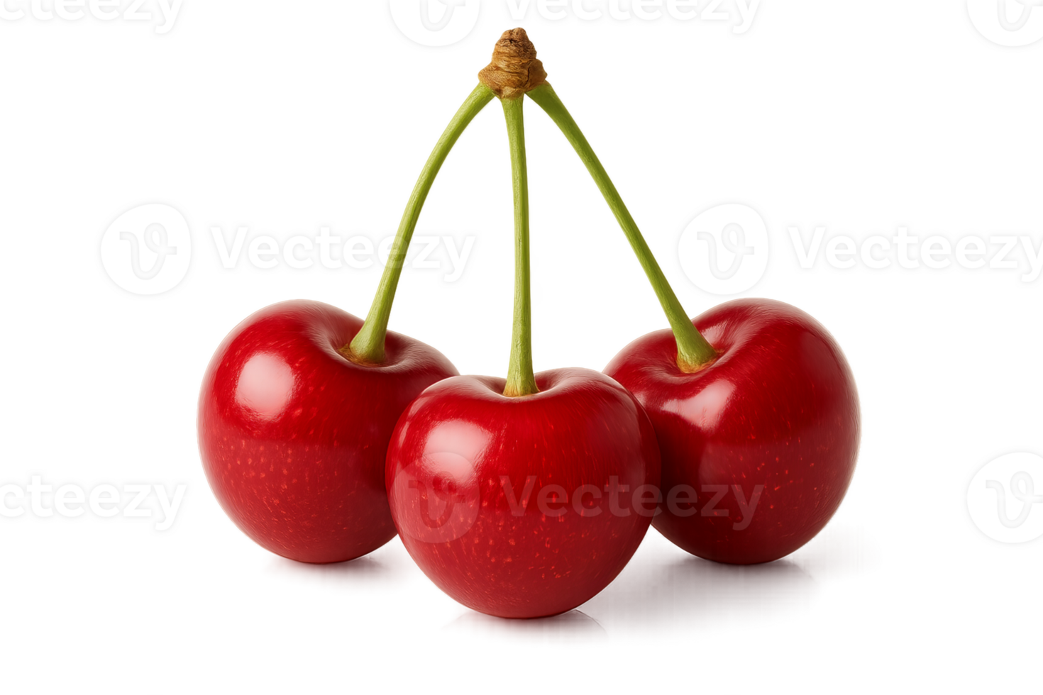An Isolated Group of Three Ripe Shiny Cherries png
