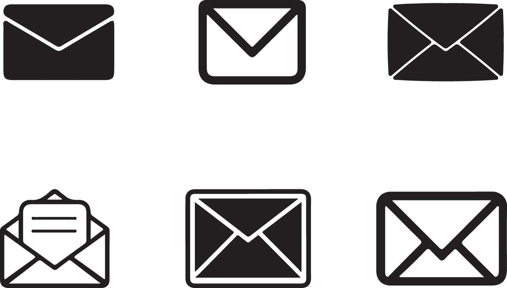 Minimal Email Symbol in Black Silhouette Art vector