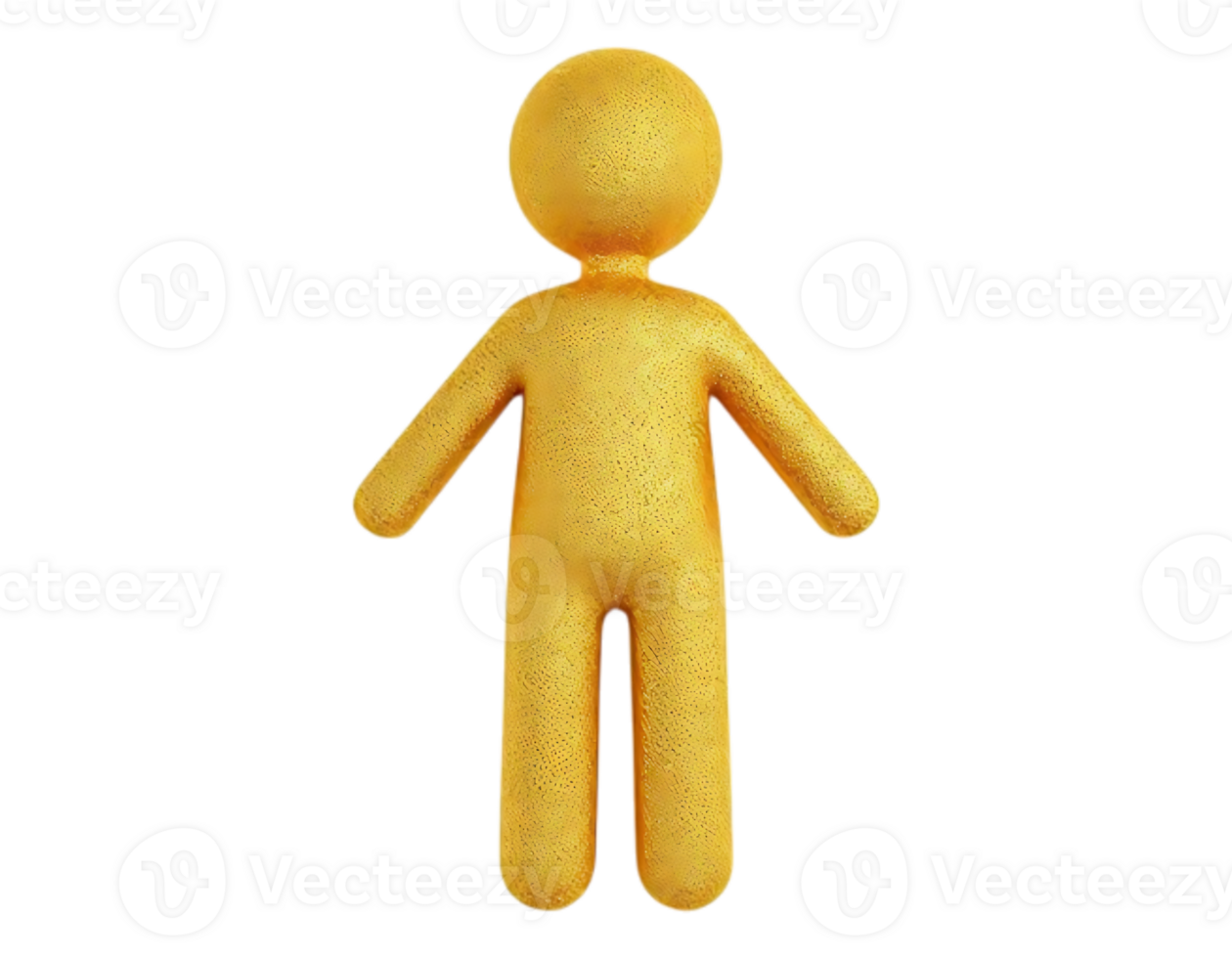 Golden 3D Cartoon Humanoid Figure png