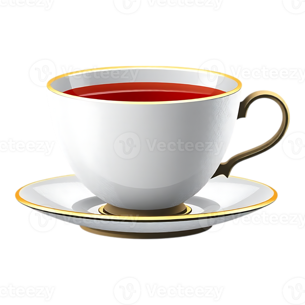 Elegant Teacup with Tea on a Saucer png