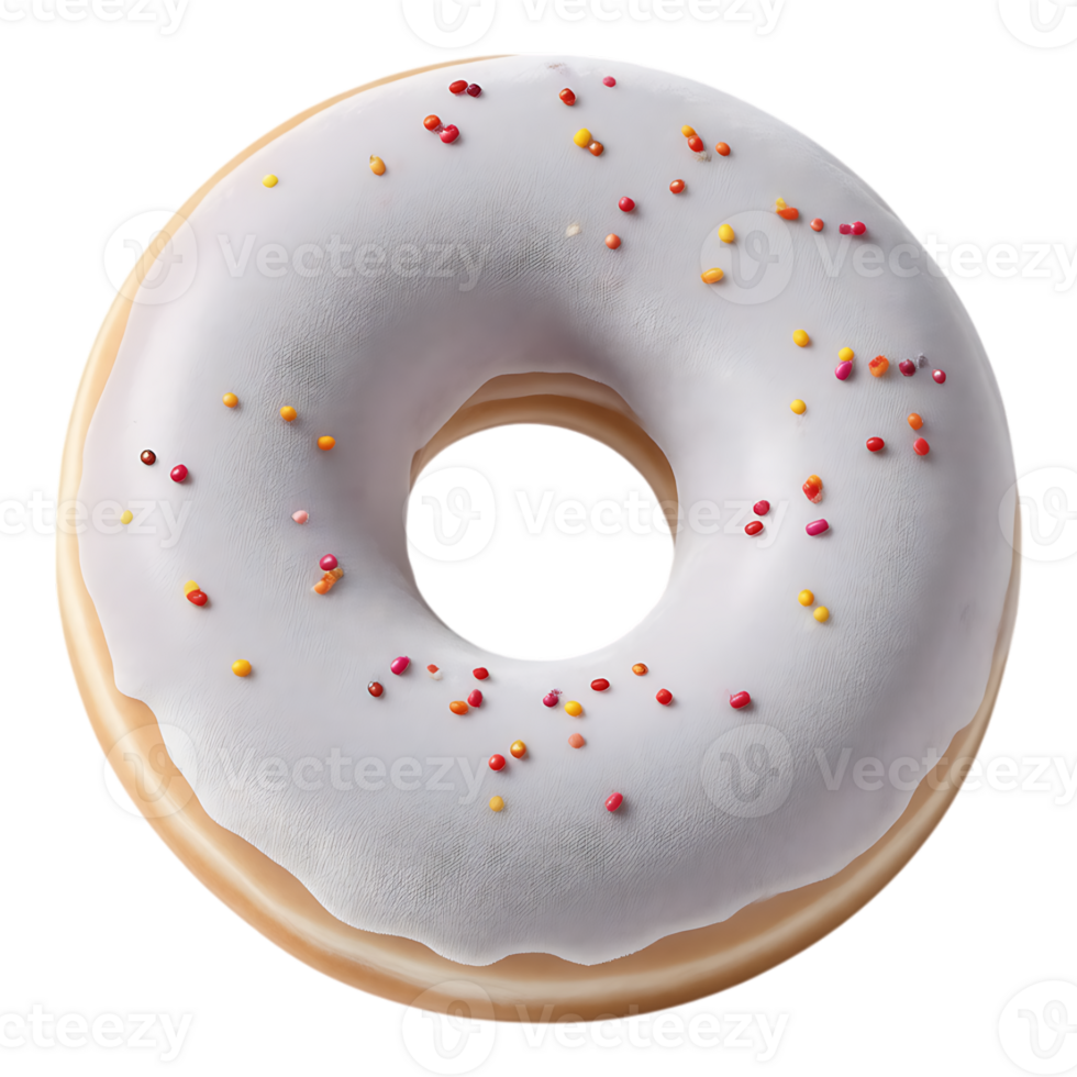 Delicious Glazed Donut with Colorful Sprinkles png