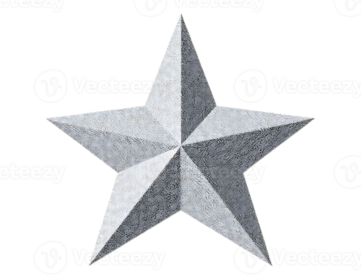 Metallic Silver Five-Pointed Star on Transparent Background png