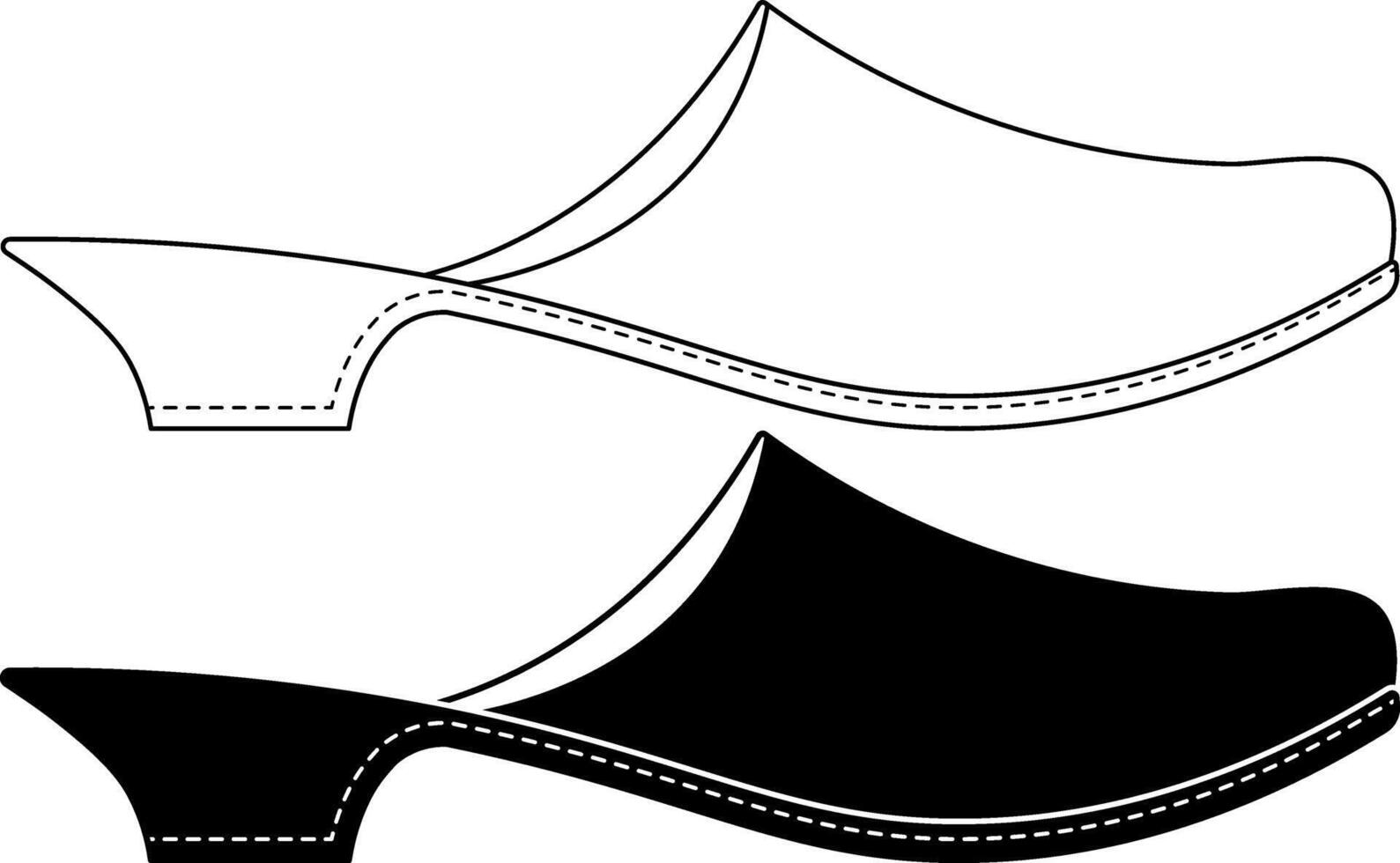 outline silhouette mule shoes icon set vector