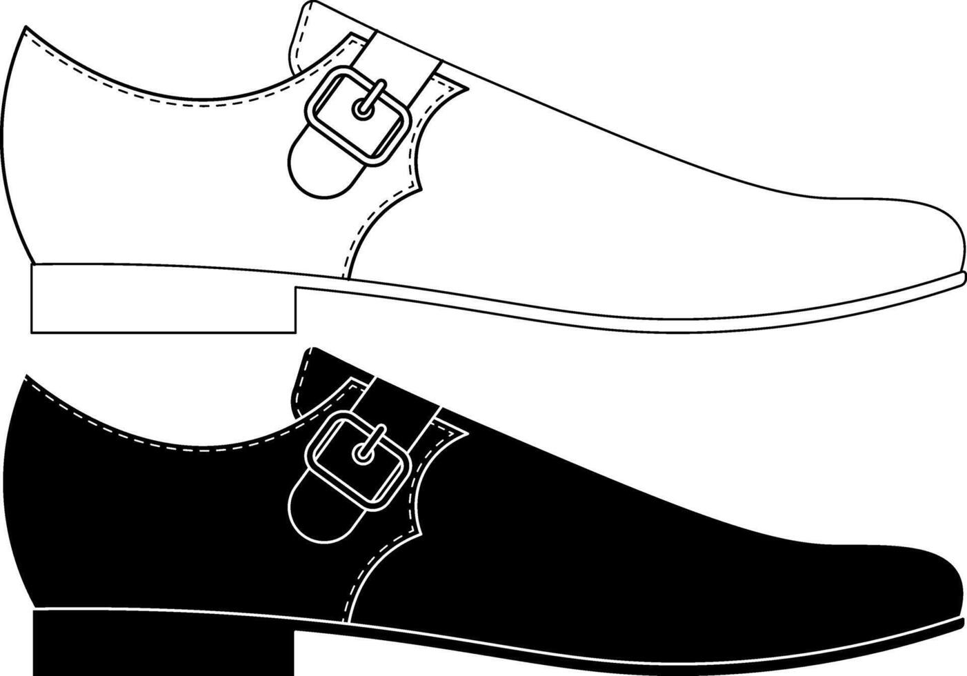 man's single-strap monk dress shoe icon set vector