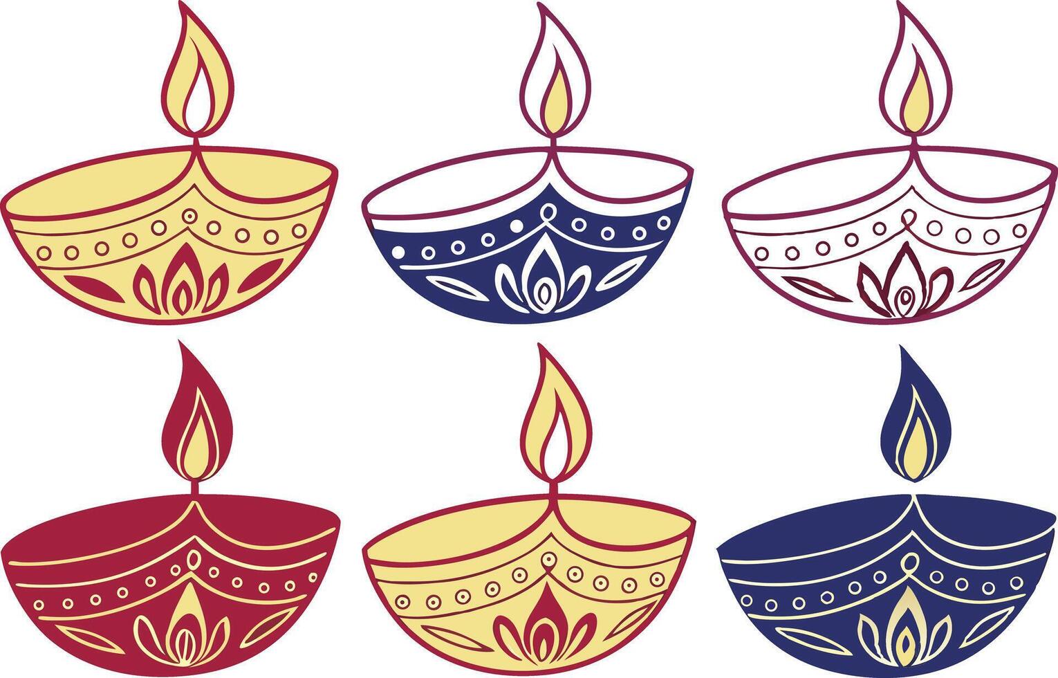 Diwali Festival Clipart Art with Cultural and Decorative Elements vector