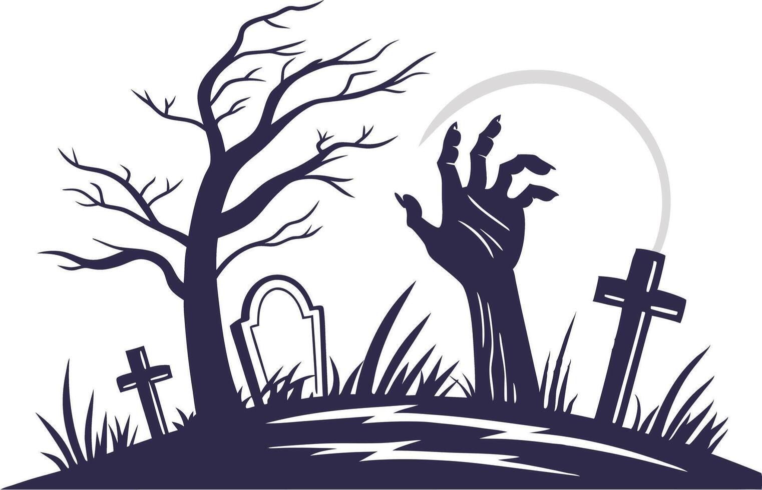 Spooky halloween silhouette collection with haunted house and bats vector