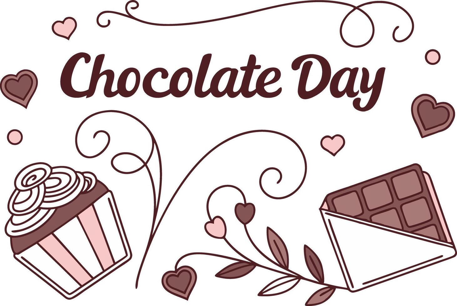 Happy chocolate day typography with candy and sweet decoration vector