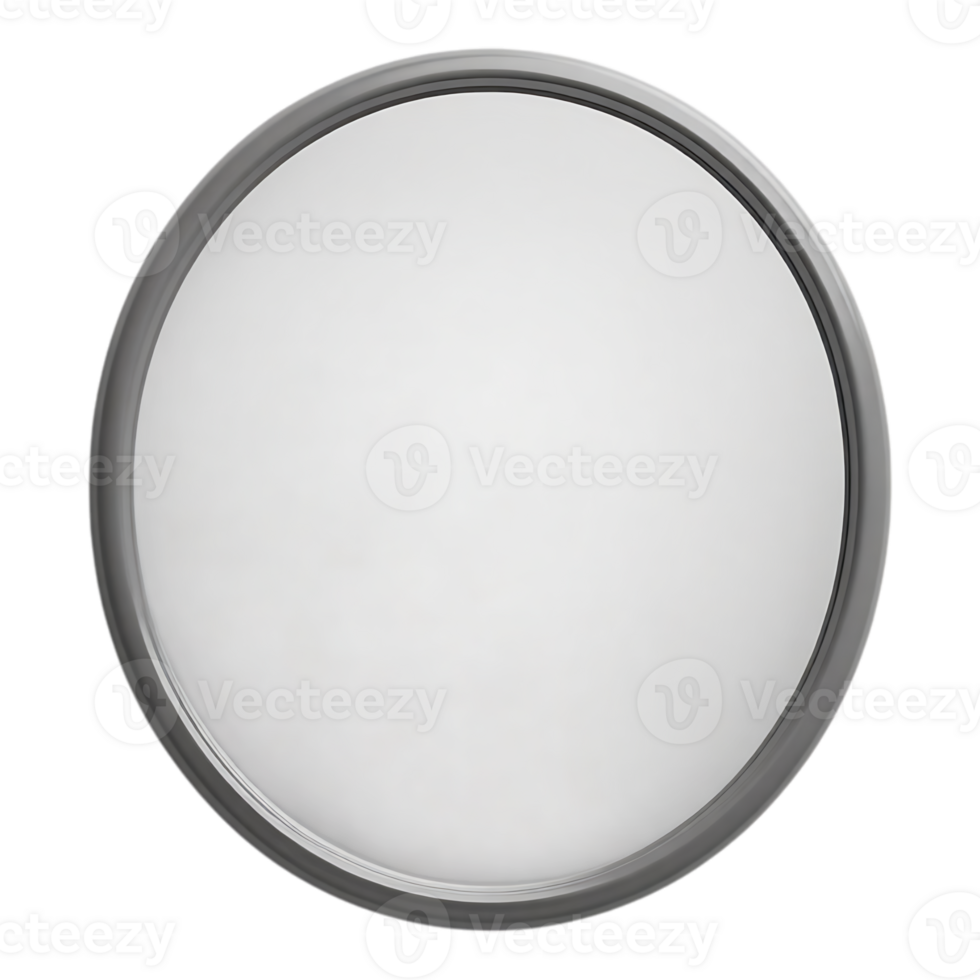 Round Silver Framed Mirror with Transparent Surface png