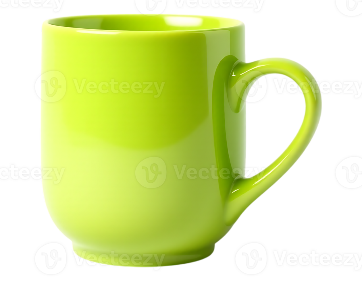 Green ceramic mug isolated on a transparent background png