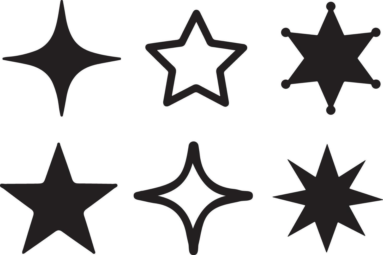 Black Silhouette Star Icon Set Illustration vector