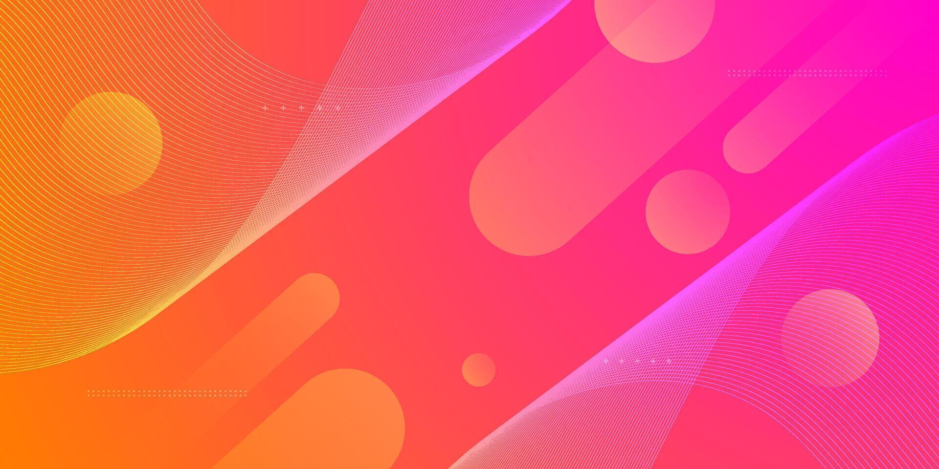 Abstract colorful gradient orange and pink trendy background. Simple dynamic color geometric shape wave lines pattern background. vector
