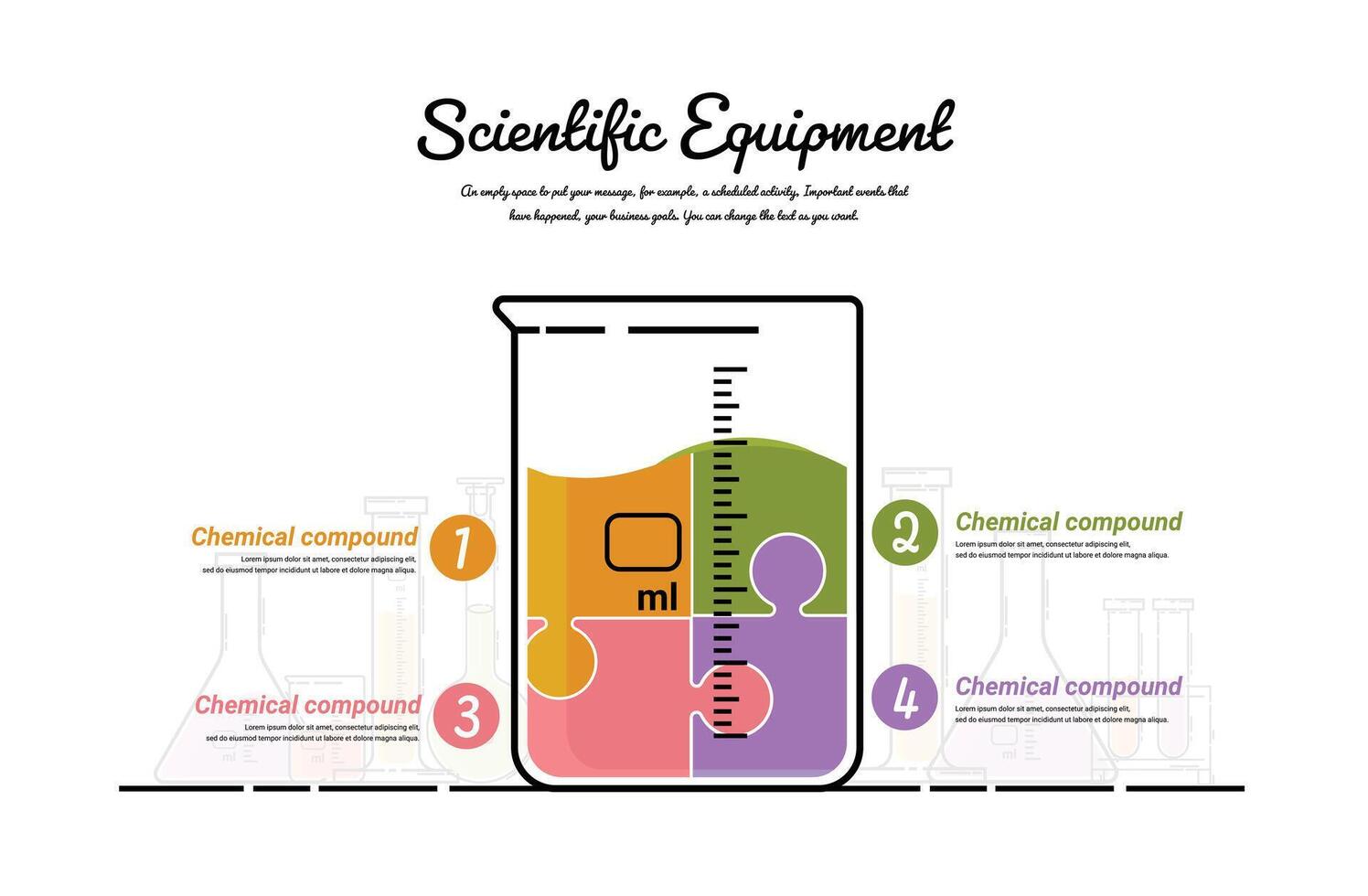 Beaker Infographic Education chemical concept, experiment report. vector
