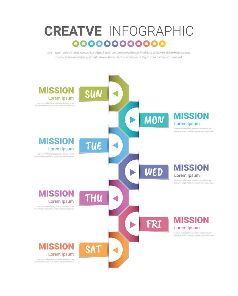 Timeline business for day in week, infographics design for Presentation. vector