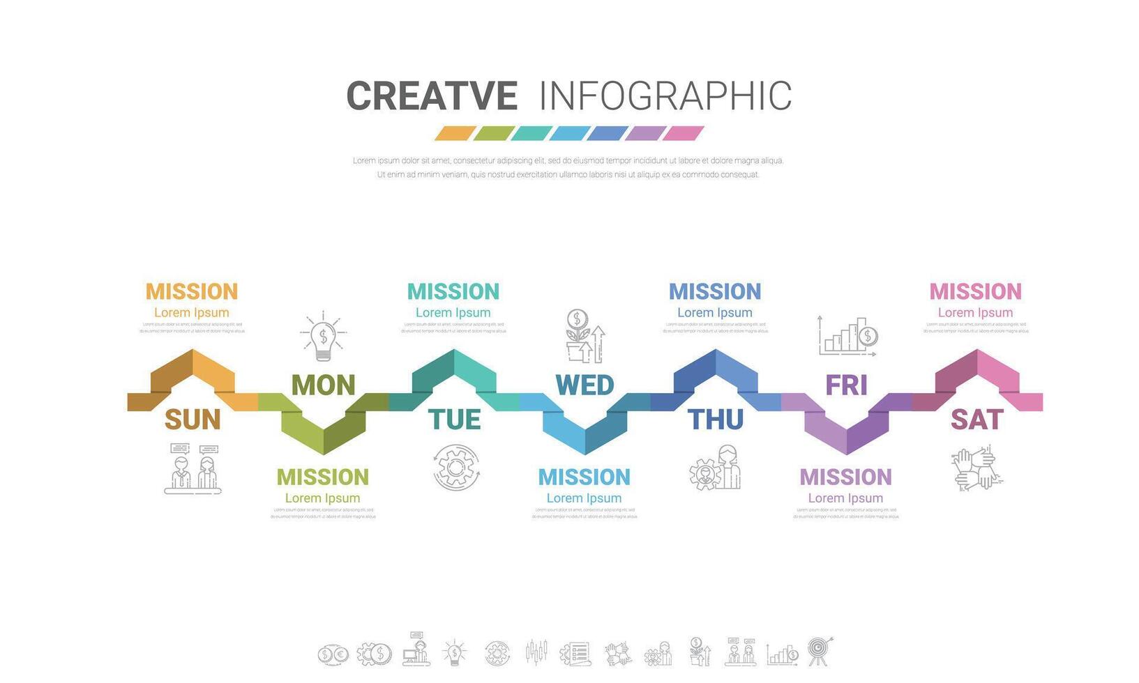 Timeline business for week, infographics design and Presentation. vector