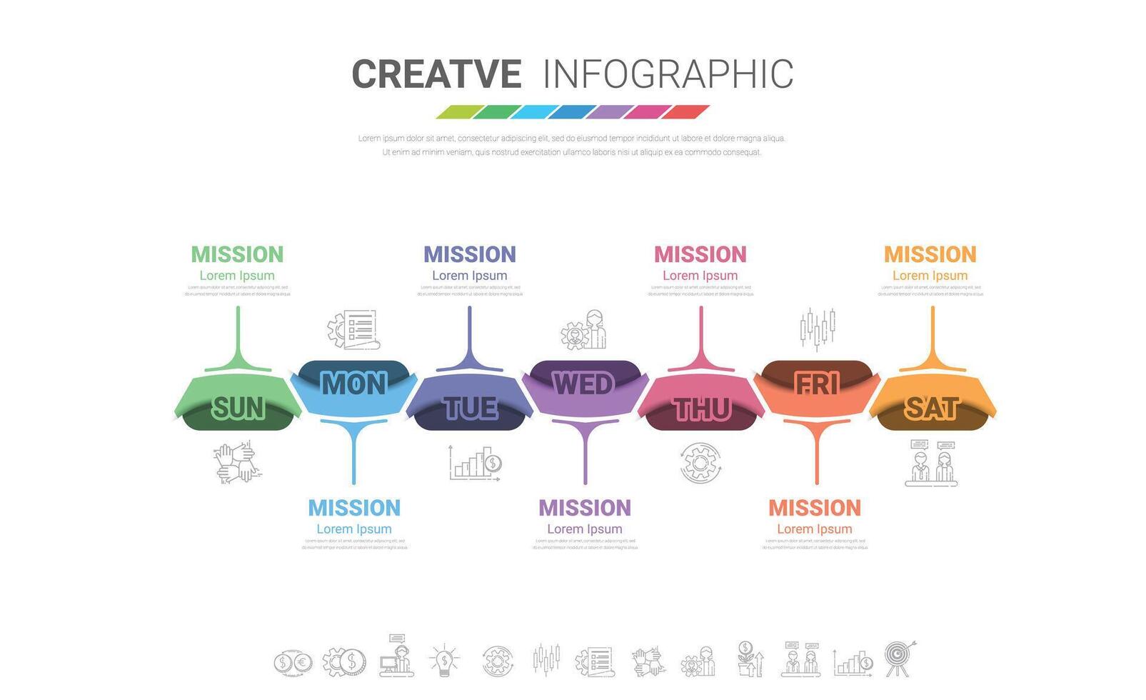 Timeline business for week, infographics design can be used for Business concept with steps or processes. vector