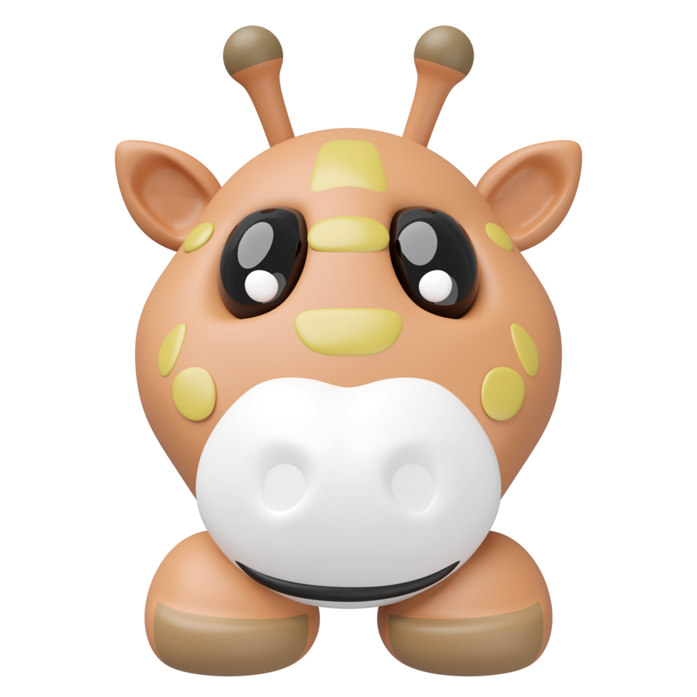 3d cute giraffe head icon with foot isolated. mascot, icon, character, logo cartoon style, 3d render illustration png