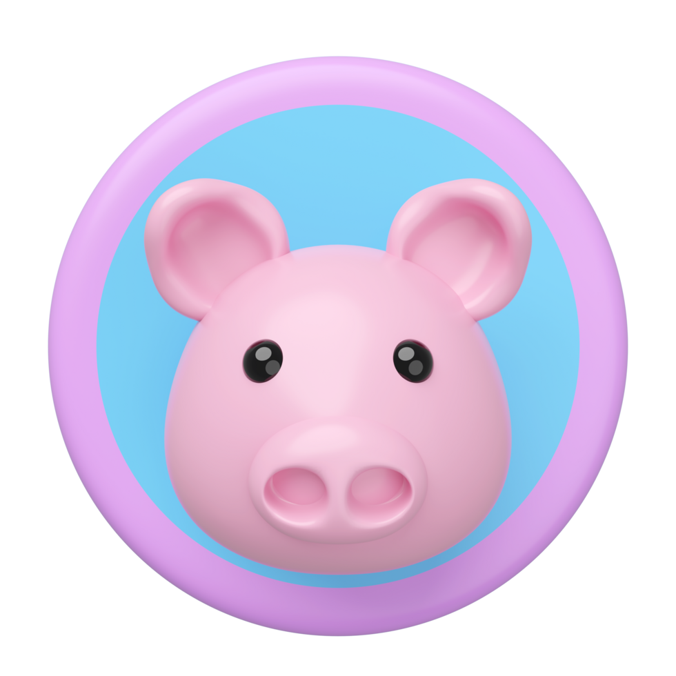 3d cute big head in the circle label isolated. mascot, icon, character, logo cartoon style, 3d render illustration png