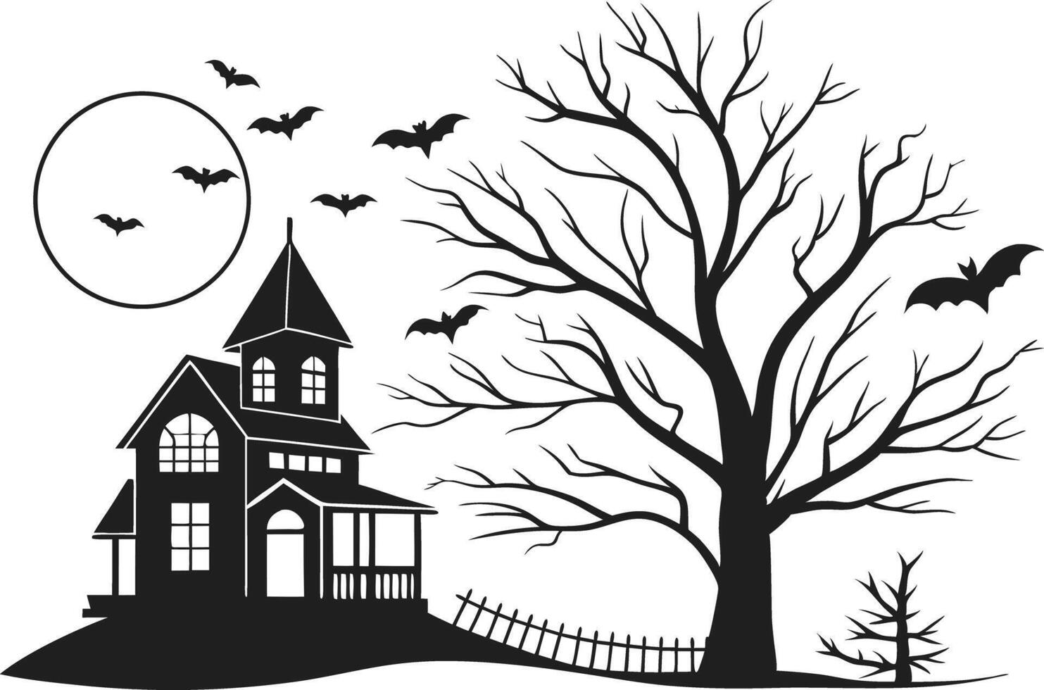 Haunted halloween design pack with spooky silhouettes for October vector