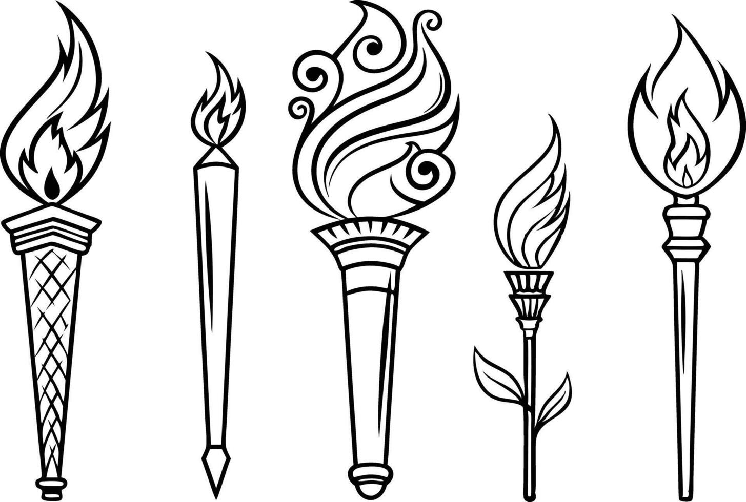 Flame Drawing Clipart Collection for Designers vector