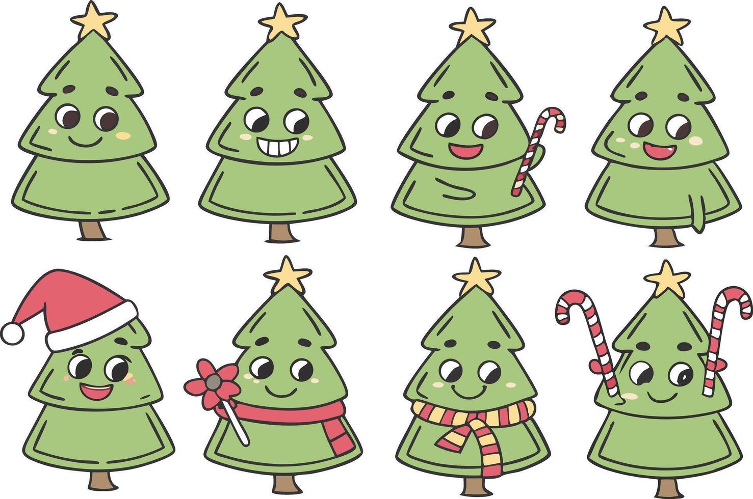 Festive Christmas Tree Clipart Set for Cards and Invitations vector