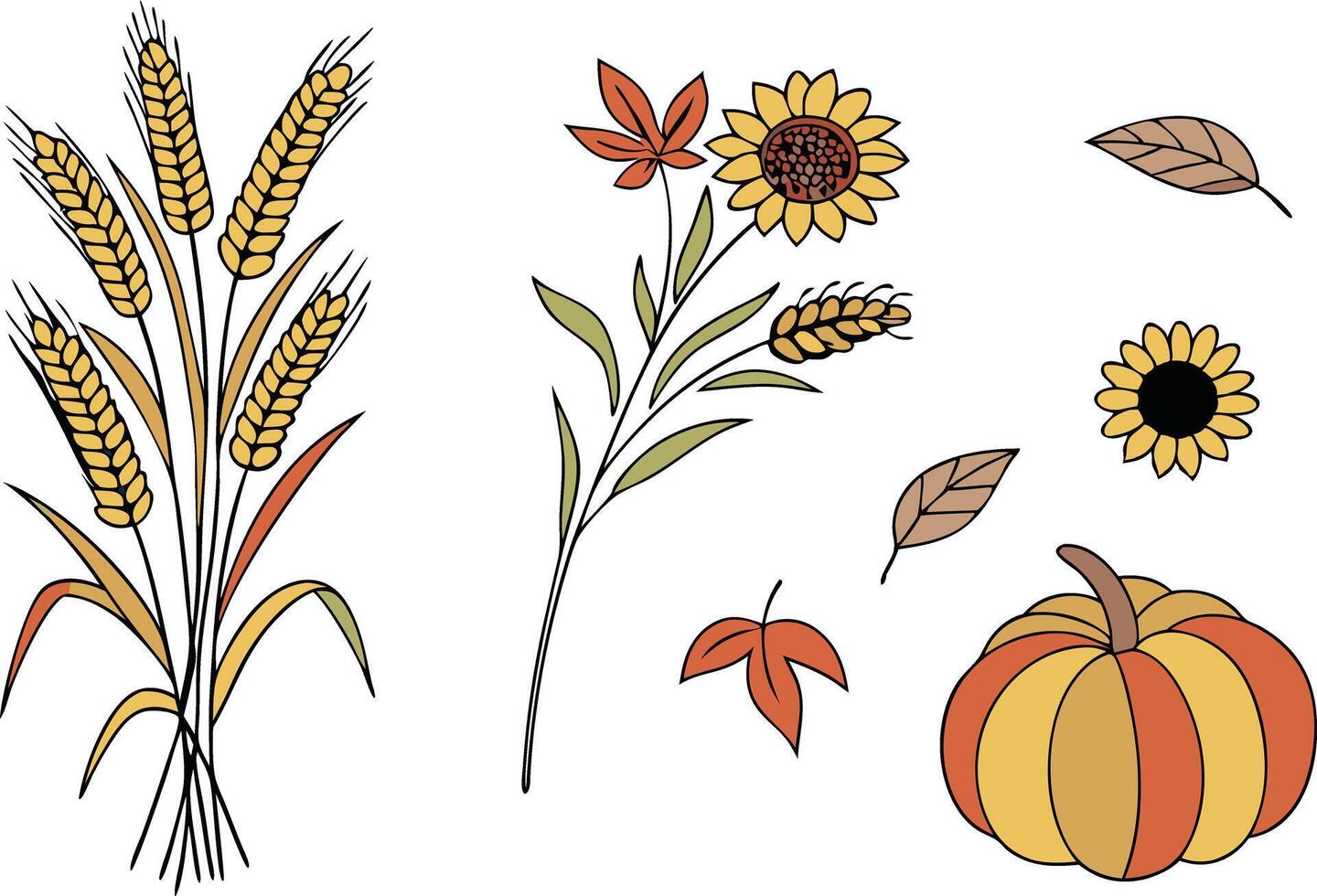 Colorful Thanksgiving Day Clipart Elements vector