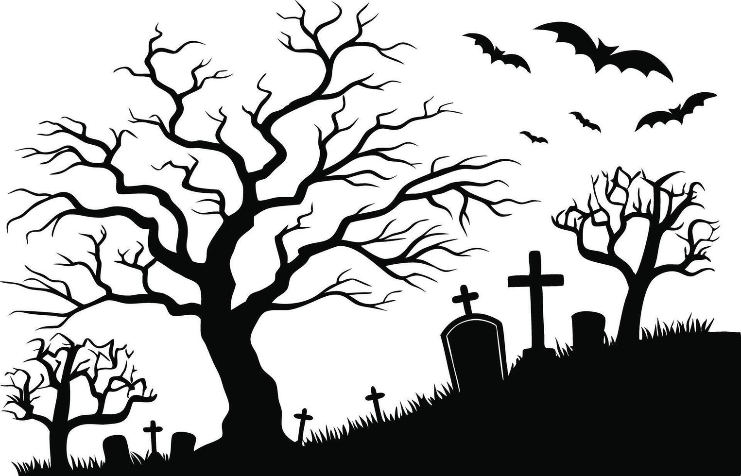 Scary Halloween black shapes vector