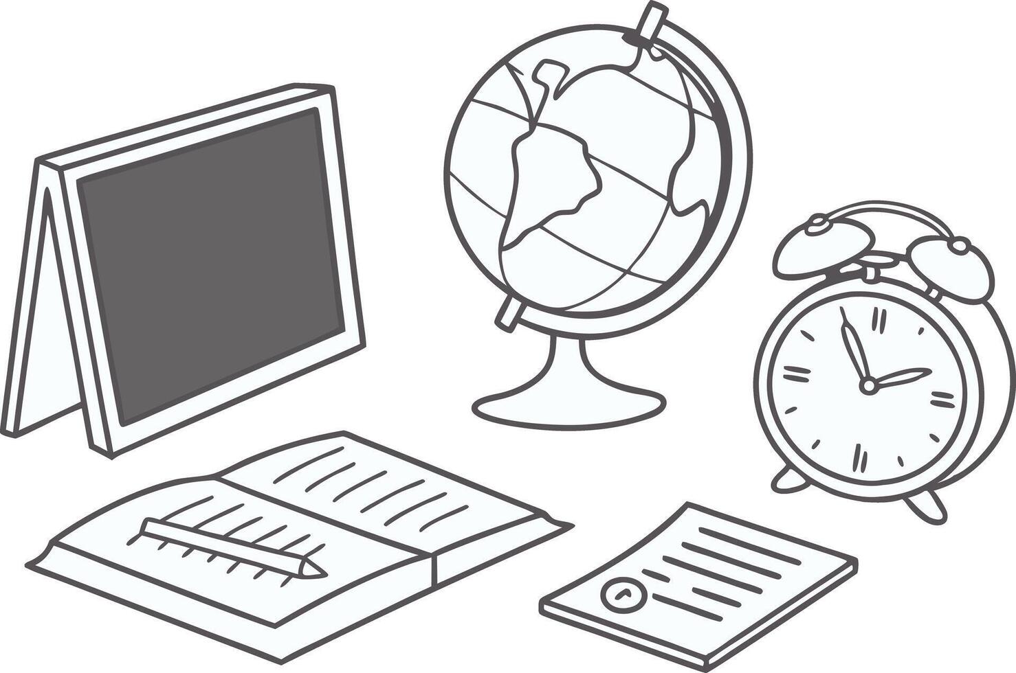 Education themed doodles with stationery and supplies vector