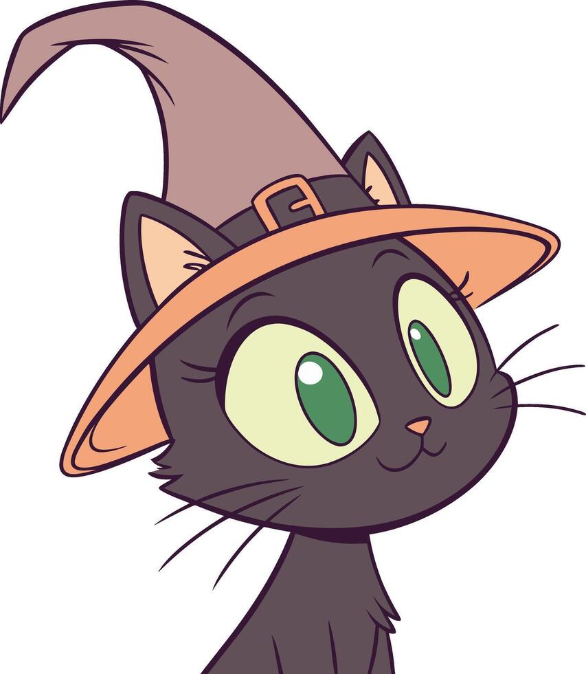Black Cat Halloween Design in Silhouette Style vector