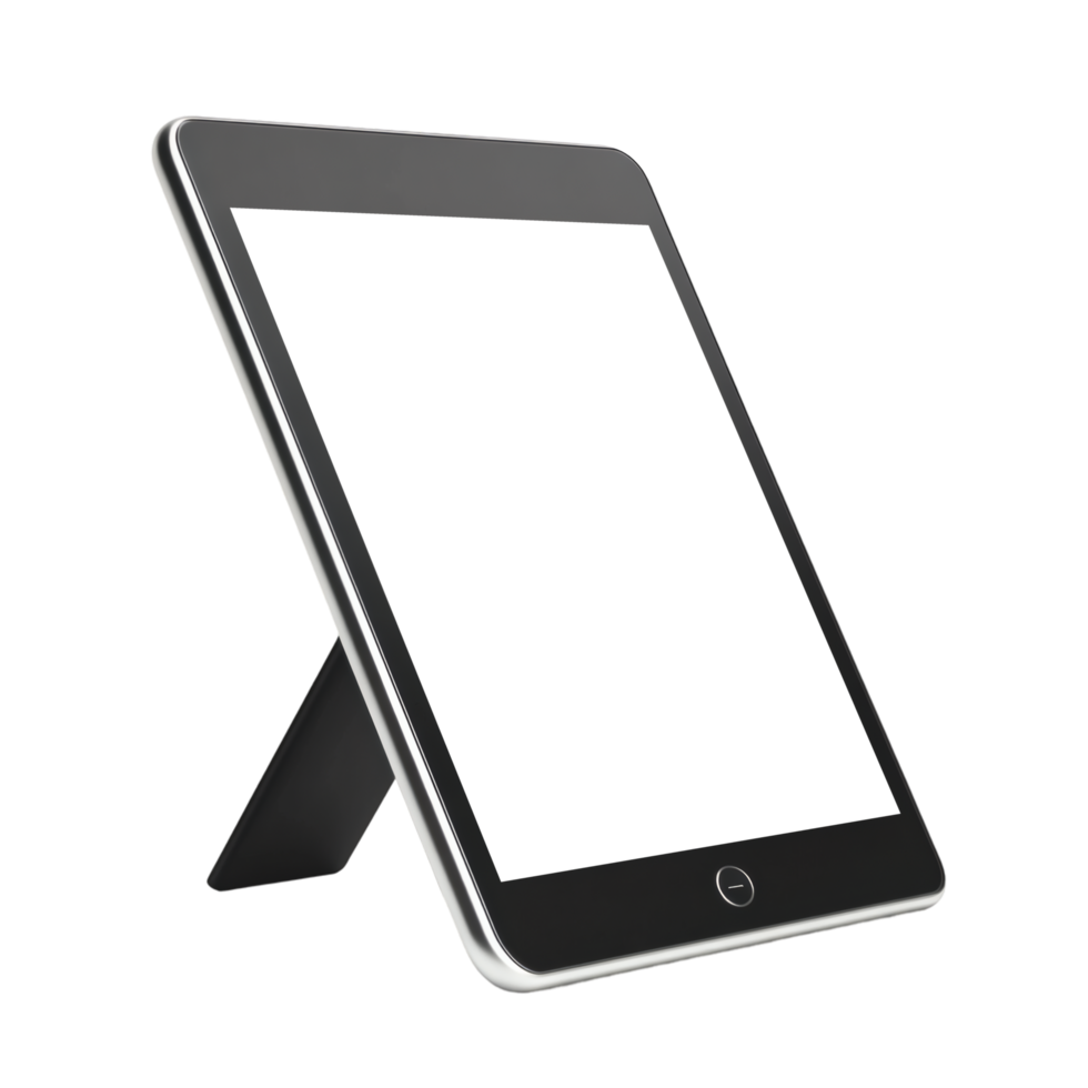 3D Tablet Side View with Blank Screen on Transparent Background png
