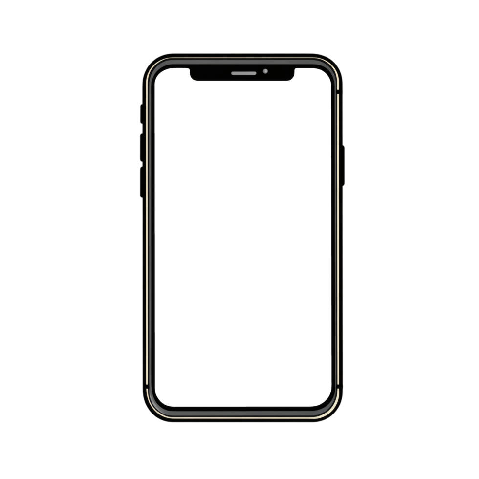 Simple Mobile Phone Drawing with Empty Display on Transparent Background png